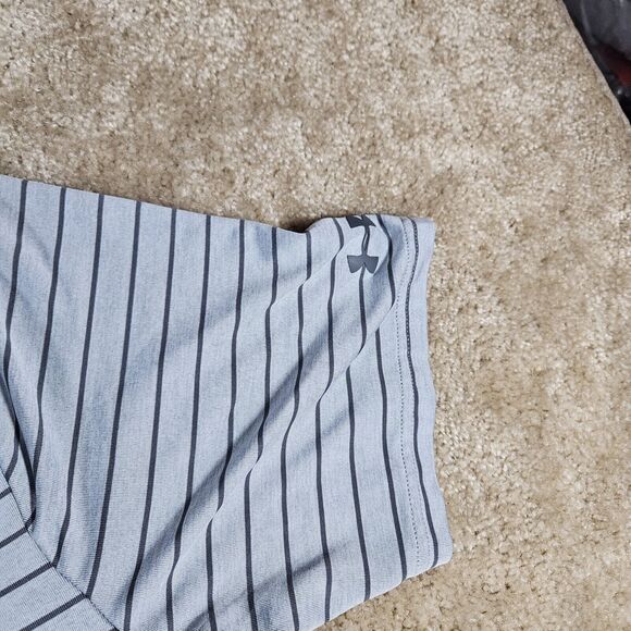 Under Armour The Playoff Polo Men’s Size Large Gray Striped Golf - Picture 4 of 7